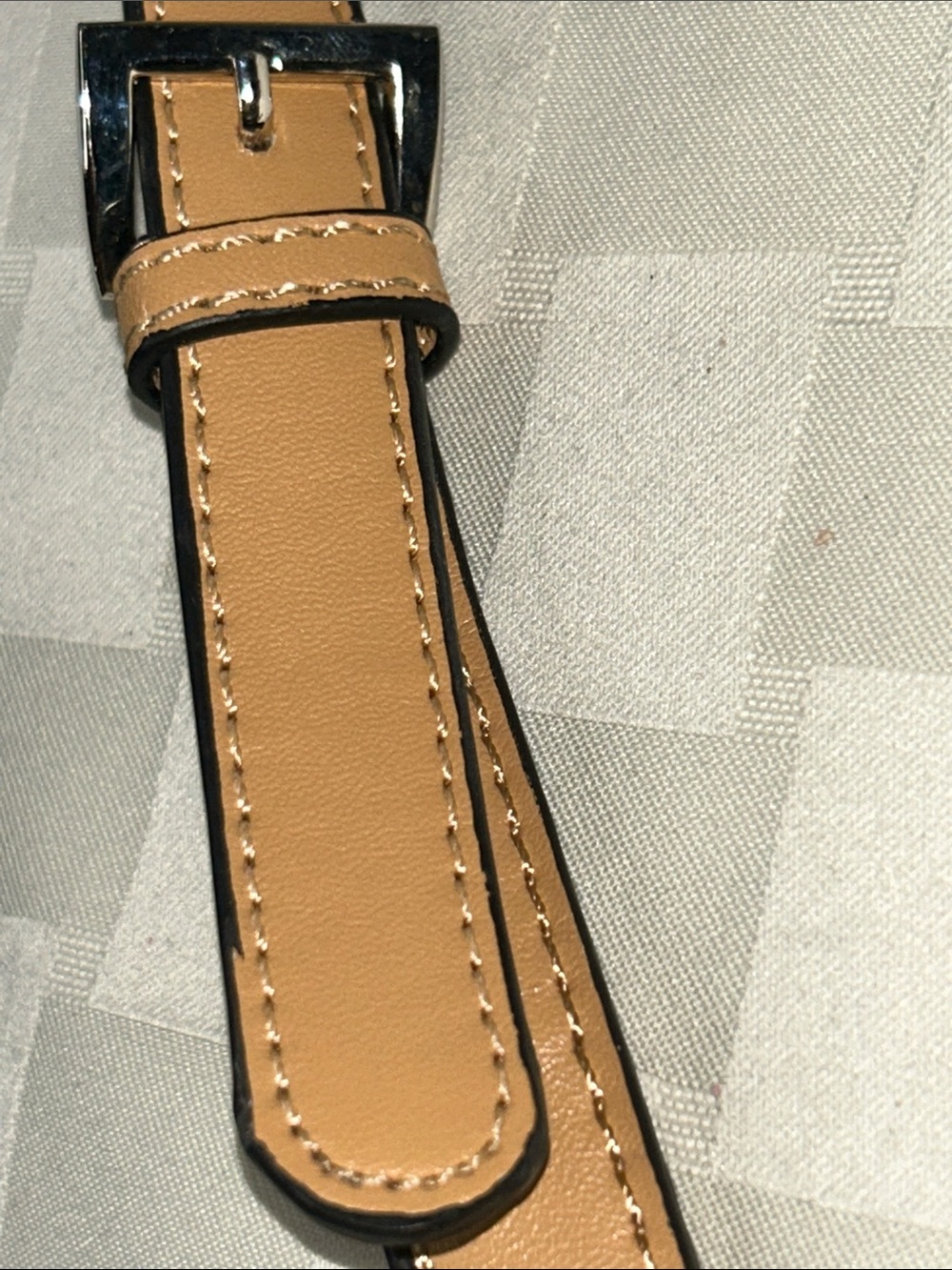 Tan Shoulder Strap with Silver Hardware and Clips